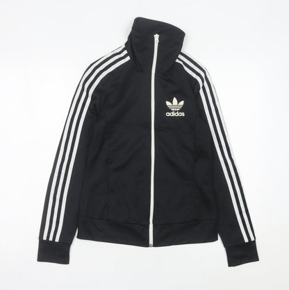 Adidas Womens Black Track Jacket Size 8 Full Zip Sports Top