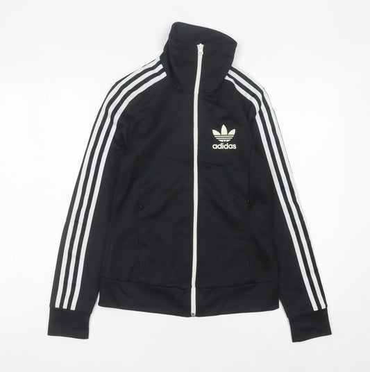 Adidas Womens Black Track Jacket Size 8 Full Zip Sports Top