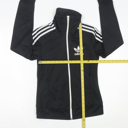 Adidas Womens Black Track Jacket Size 8 Full Zip Sports Top
