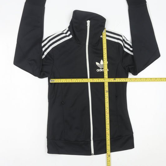 Adidas Womens Black Track Jacket Size 8 Full Zip Sports Top