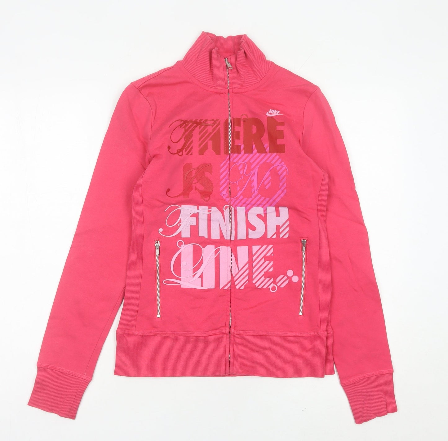 Nike Womens Pink Size 10 Track Jacket Full Zip Cotton Blend