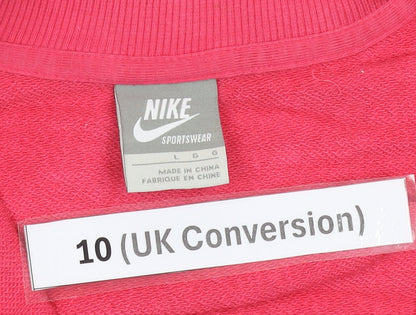 Nike Womens Pink Size 10 Track Jacket Full Zip Cotton Blend