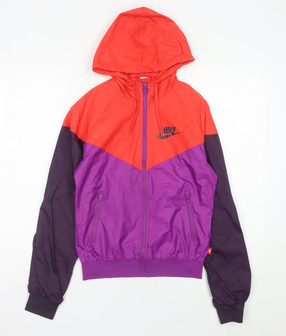 Nike Womens Windbreaker Jacket Size 6 Purple Red Orange Hooded