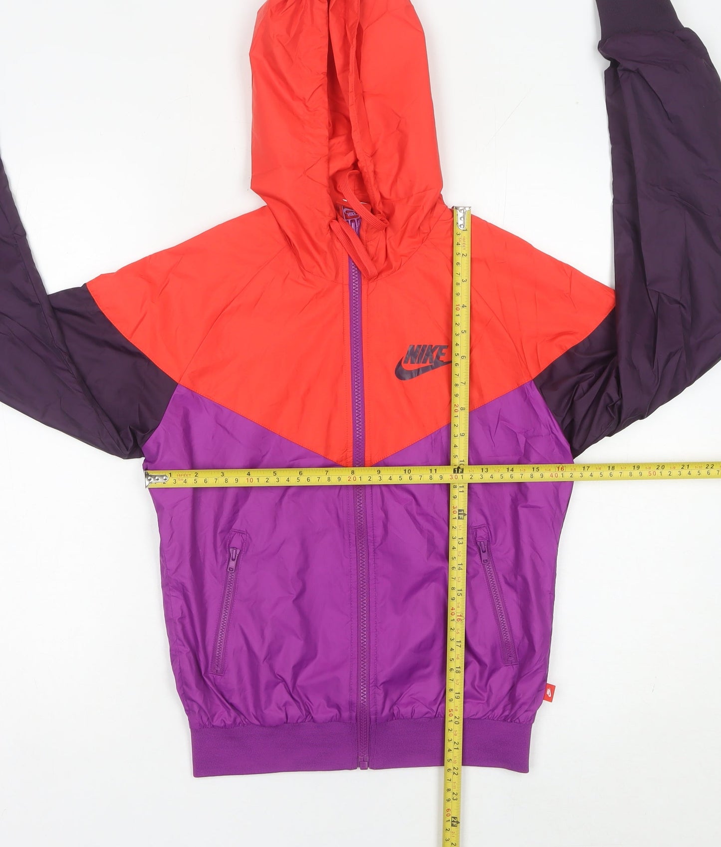 Nike Womens Windbreaker Jacket Size 6 Purple Red Orange Hooded