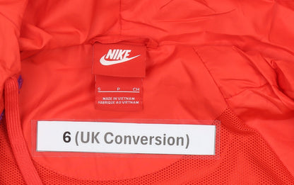 Nike Womens Windbreaker Jacket Size 6 Purple Red Orange Hooded