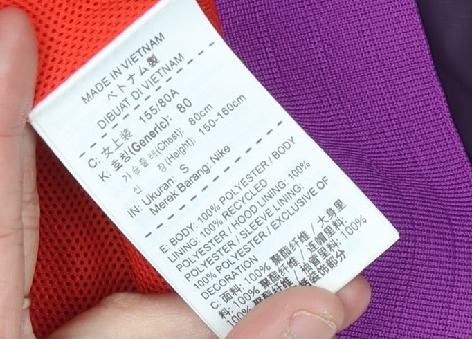 Nike Womens Windbreaker Jacket Size 6 Purple Red Orange Hooded