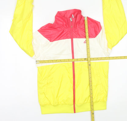 Adidas Womens Track Jacket Size 12 Yellow Pink White Colourblock
