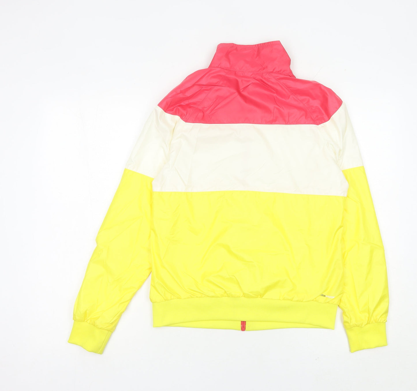 Adidas Womens Track Jacket Size 12 Yellow Pink White Colourblock
