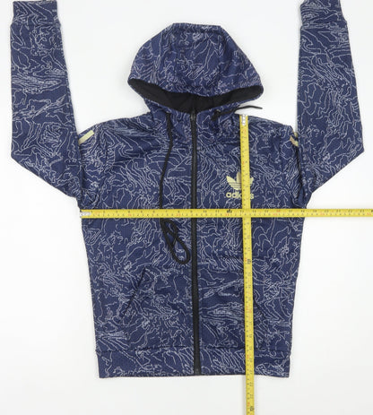 Adidas Womens Blue Track Jacket Size 12 Hooded Full Zip Sportswear