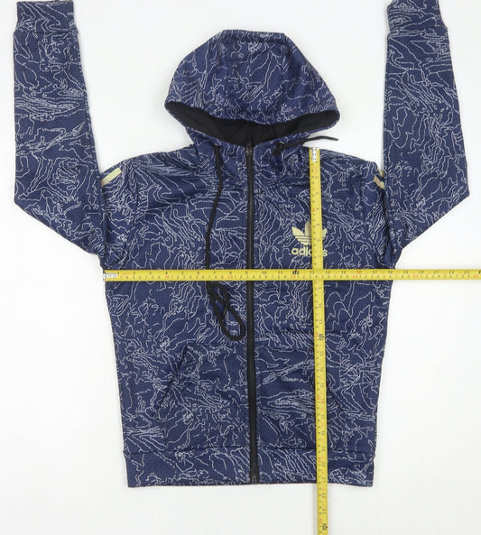 Adidas Womens Blue Track Jacket Size 12 Hooded Full Zip Sportswear