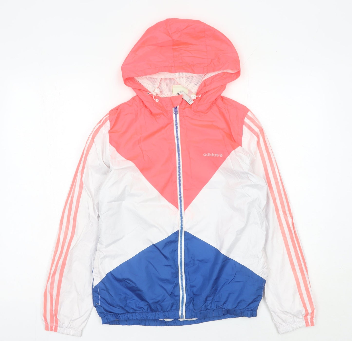 Adidas Women’s Pink White Blue Windbreaker Jacket UK 8