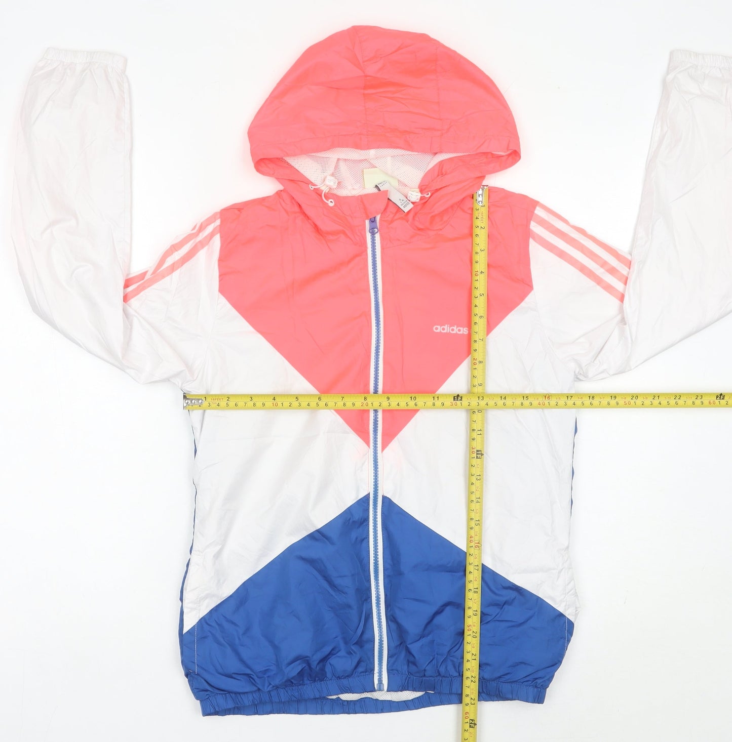 Adidas Women’s Pink White Blue Windbreaker Jacket UK 8