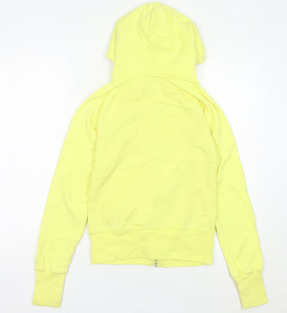 Nike Womens Yellow Full Zip Hoodie Size 8 Cotton Sportswear