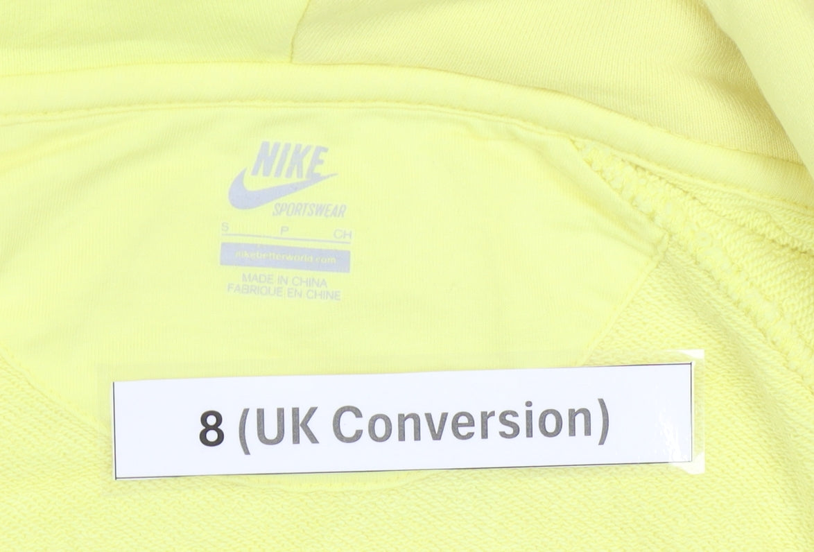 Nike Womens Yellow Full Zip Hoodie Size 8 Cotton Sportswear