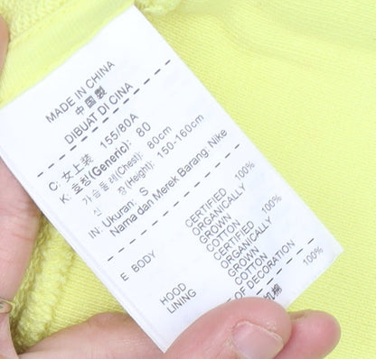 Nike Womens Yellow Full Zip Hoodie Size 8 Cotton Sportswear