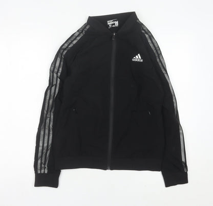 Adidas Womens Black Size 10 Track Jacket Full Zip Sport Essentials