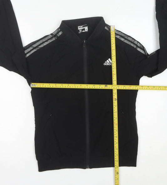Adidas Womens Black Size 10 Track Jacket Full Zip Sport Essentials
