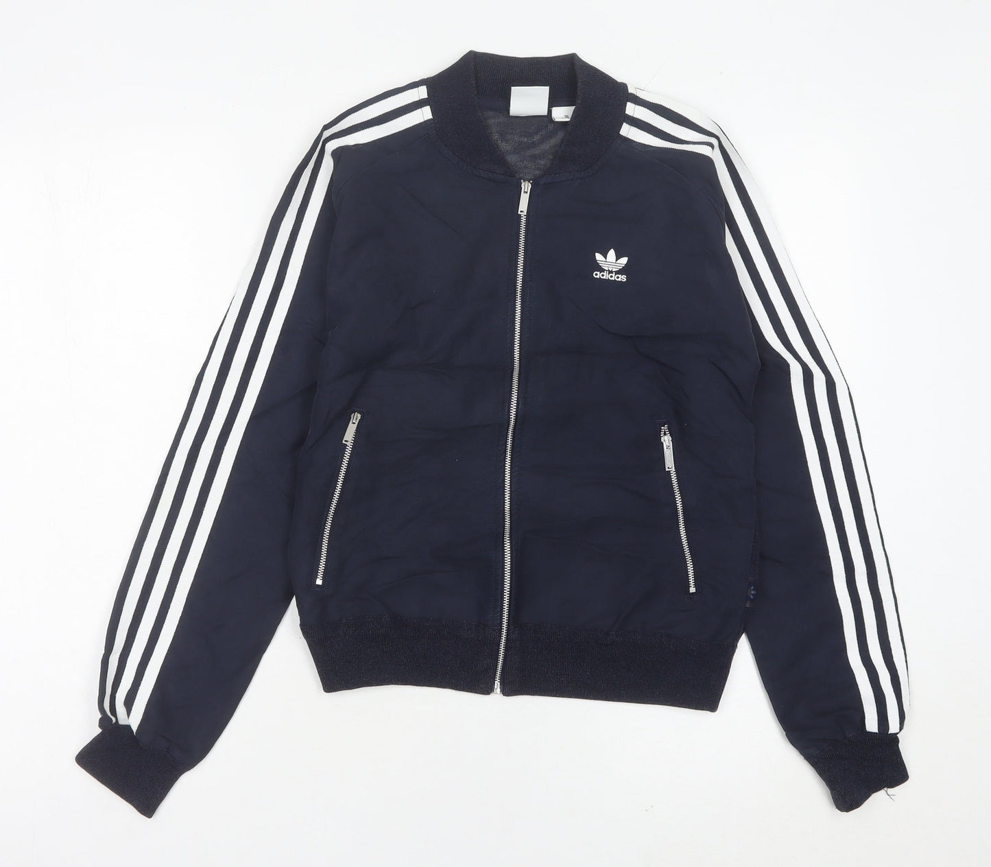 Adidas Womens Black Track Jacket Size 10 Full Zip Long Sleeve