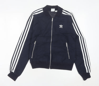 Adidas Womens Black Track Jacket Size 10 Full Zip Long Sleeve