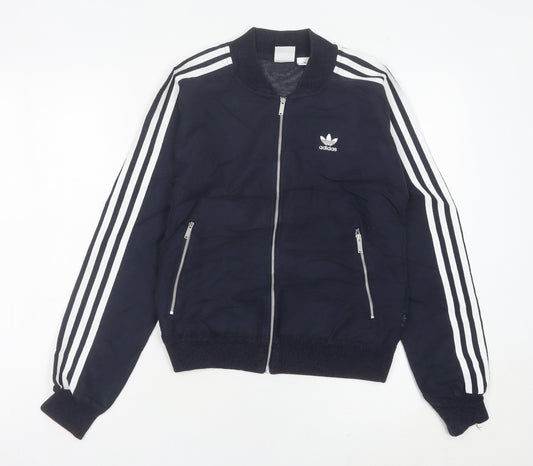 Adidas Womens Black Track Jacket Size 10 Full Zip Long Sleeve