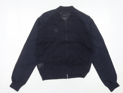 Adidas Womens Black Track Jacket Size 10 Full Zip Long Sleeve