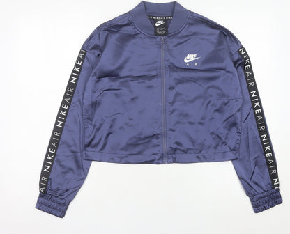 Nike Womens Blue Track Jacket Size 12 Cropped Lightweight Zip