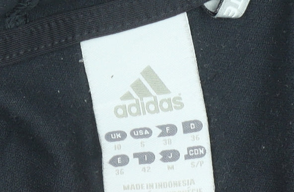 Adidas Womens Black Size 10 Track Jacket Hooded Full Zip Activewear