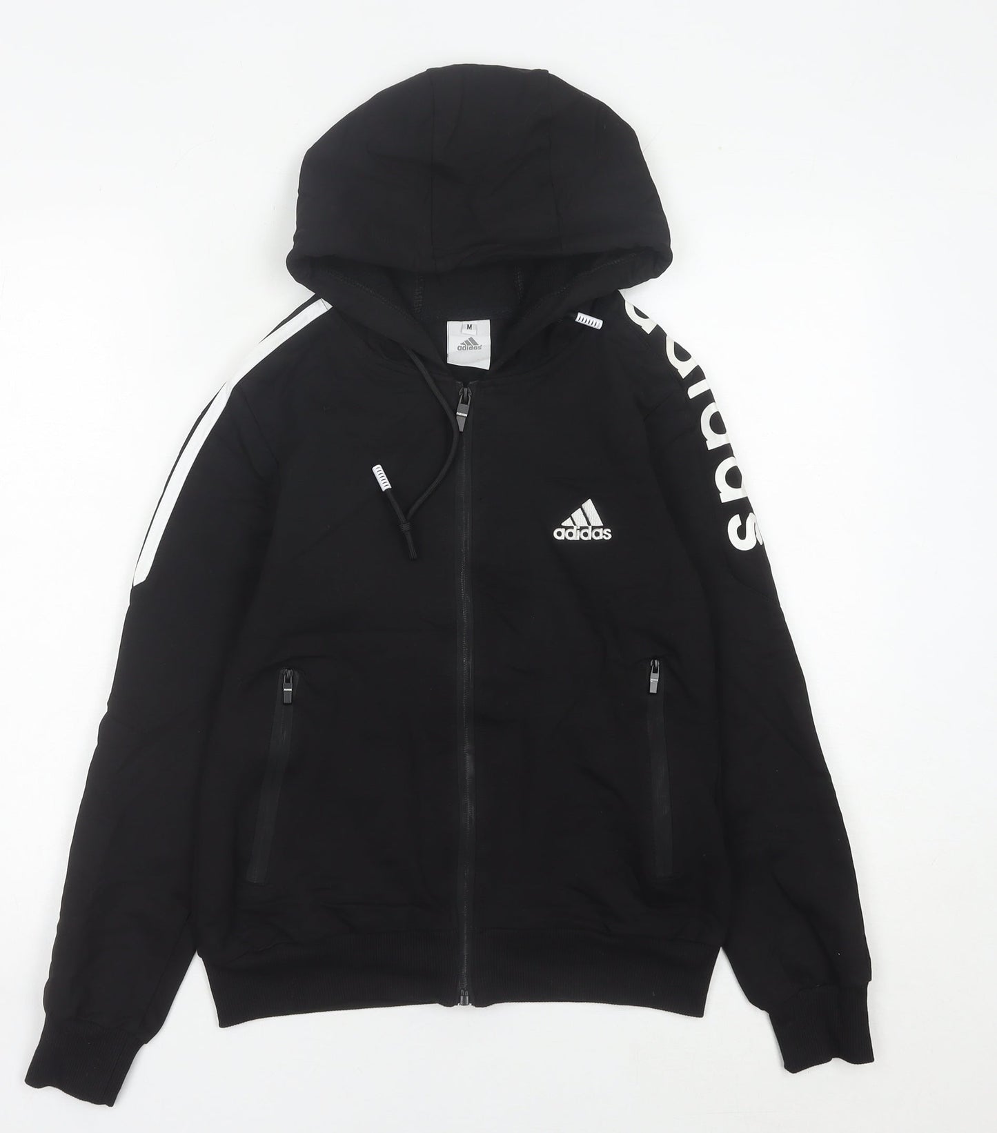 Adidas Womens Black Size 10 Track Jacket Hoodie Activewear Cotton