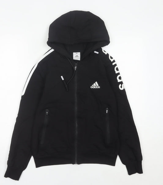 Adidas Womens Black Size 10 Track Jacket Hoodie Activewear Cotton