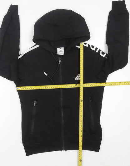 Adidas Womens Black Size 10 Track Jacket Hoodie Activewear Cotton