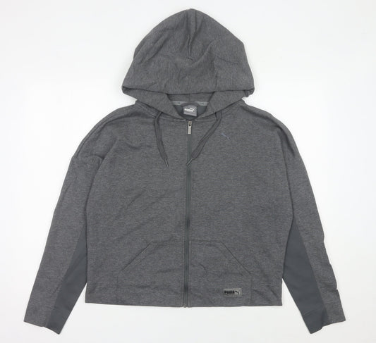 Puma Women Grey Size 16 Full Zip Hooded Activewear Jacket
