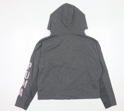Puma Women Grey Size 16 Full Zip Hooded Activewear Jacket