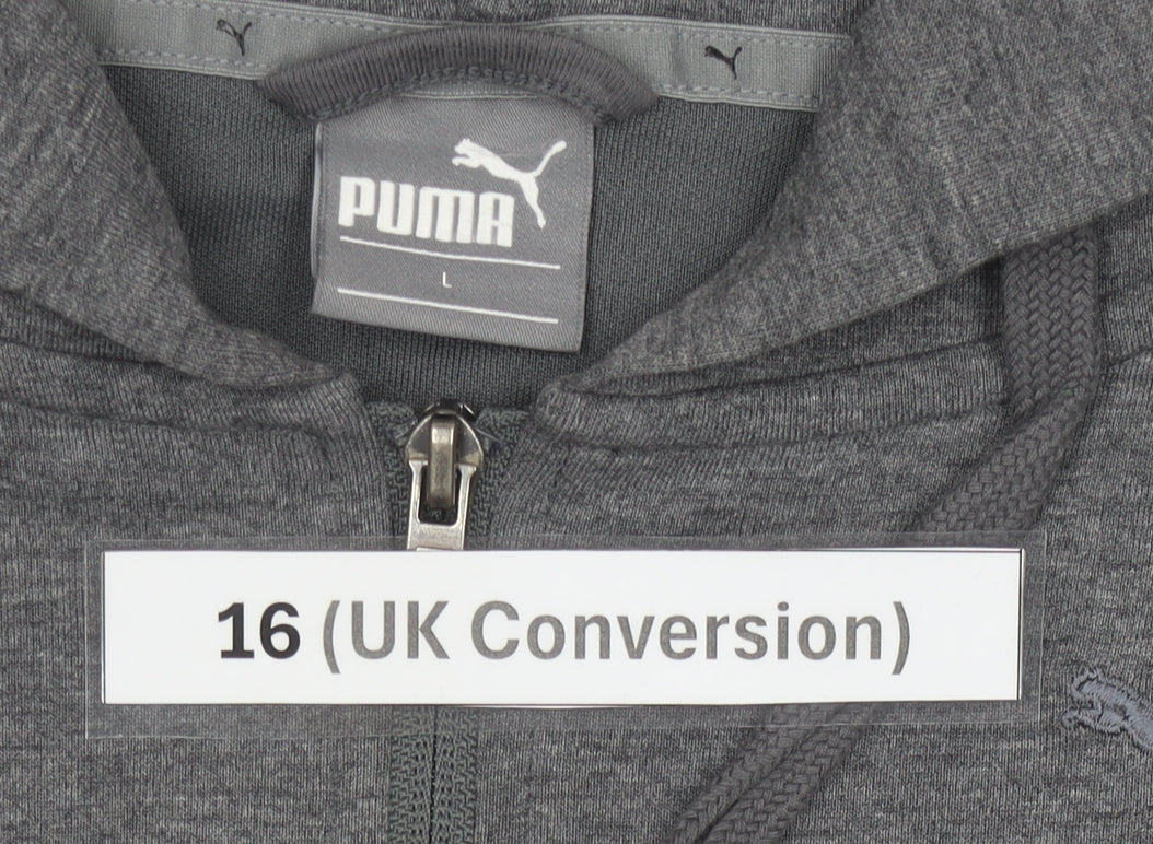 Puma Women Grey Size 16 Full Zip Hooded Activewear Jacket