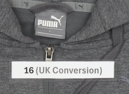 Puma Women Grey Size 16 Full Zip Hooded Activewear Jacket