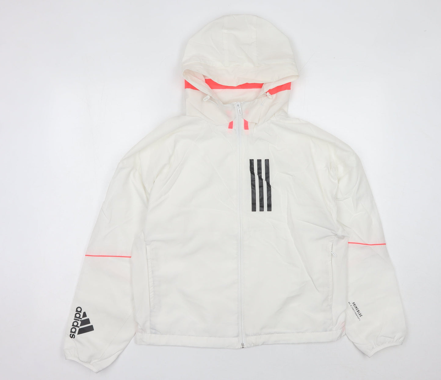 Adidas Womens White Size 8 Windbreaker Jacket Lightweight Hooded