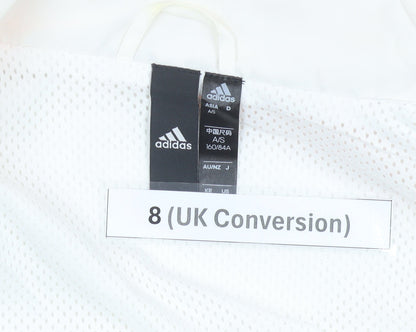 Adidas Womens White Size 8 Windbreaker Jacket Lightweight Hooded