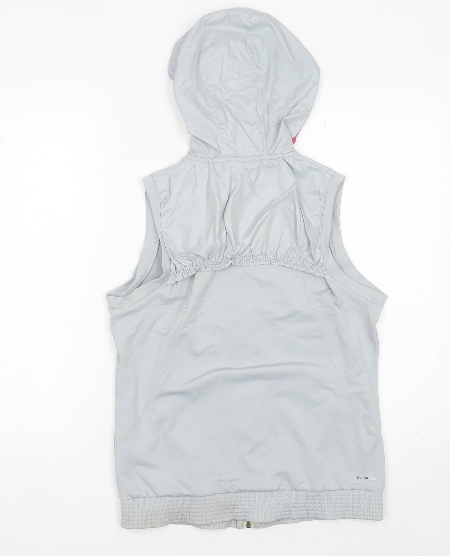 Adidas Womens Grey Size 12 Sleeveless Hooded Sports Jacket