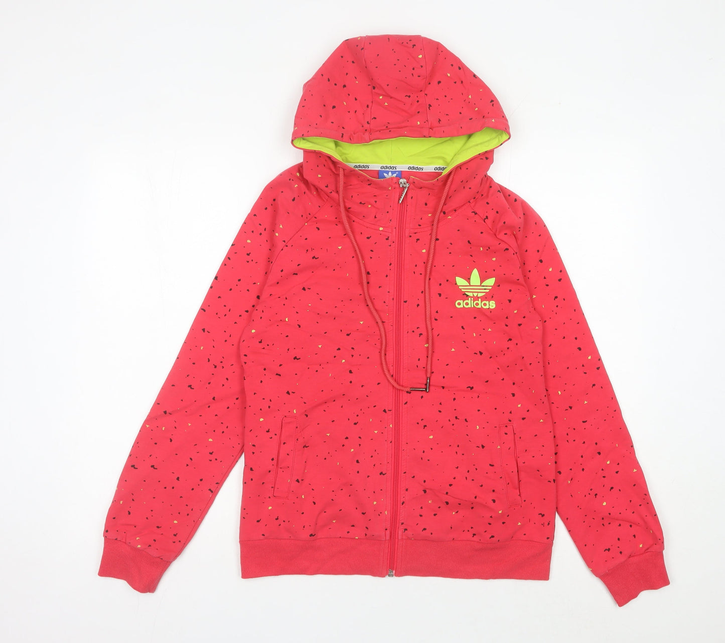 Adidas Womens Red Cotton Full Zip Hoodie Jacket Size 14