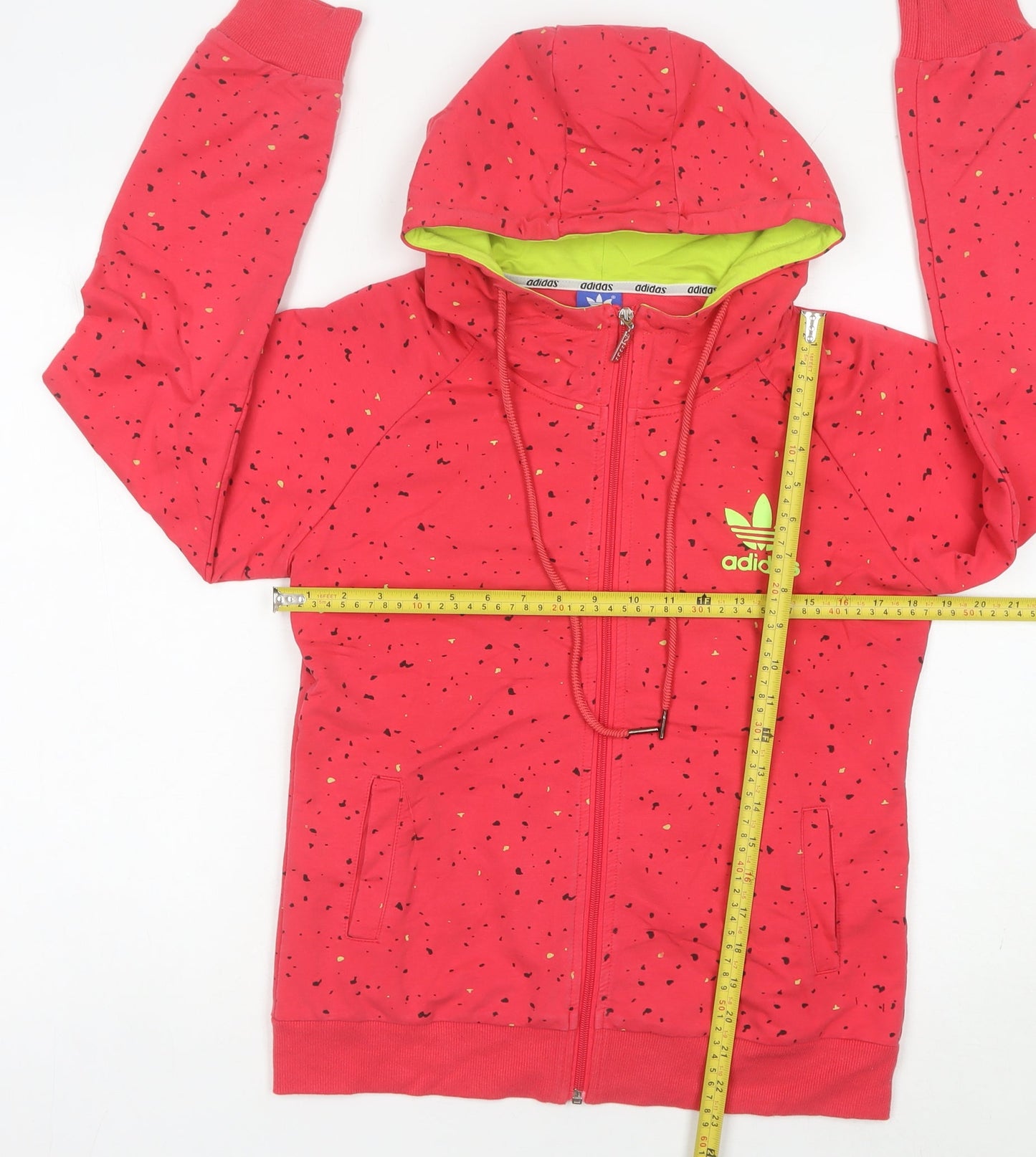 Adidas Womens Red Cotton Full Zip Hoodie Jacket Size 14