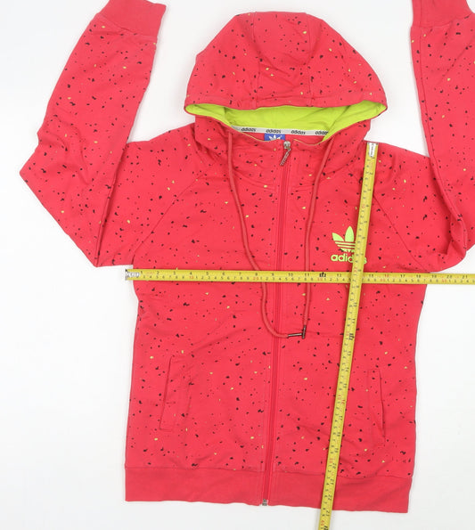 Adidas Womens Red Cotton Full Zip Hoodie Jacket Size 14