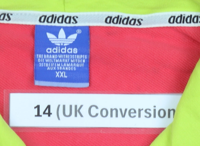 Adidas Womens Red Cotton Full Zip Hoodie Jacket Size 14