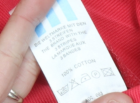 Adidas Womens Red Cotton Full Zip Hoodie Jacket Size 14