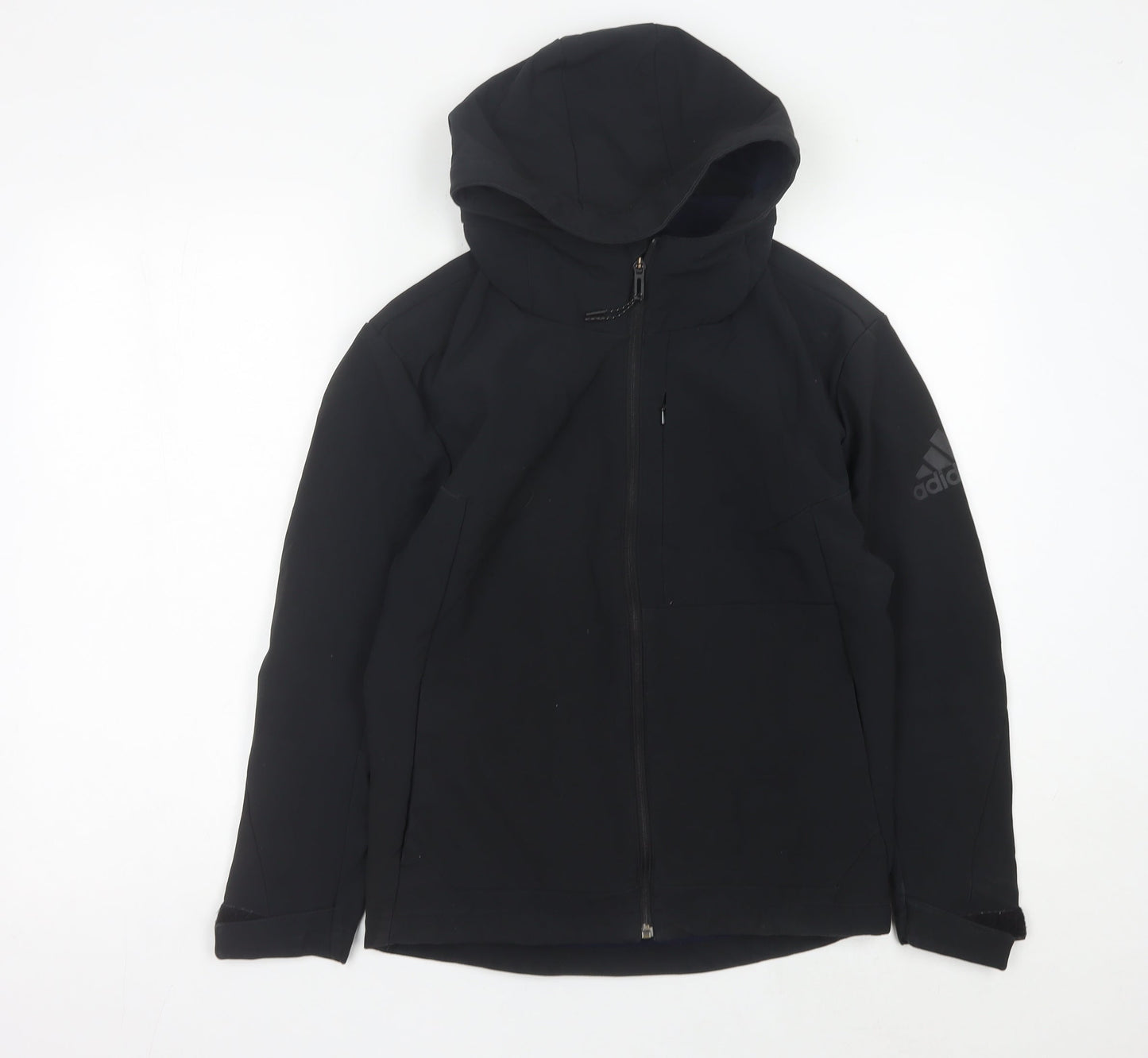 Adidas Womens Black Size 10 Windbreaker Hooded Jacket