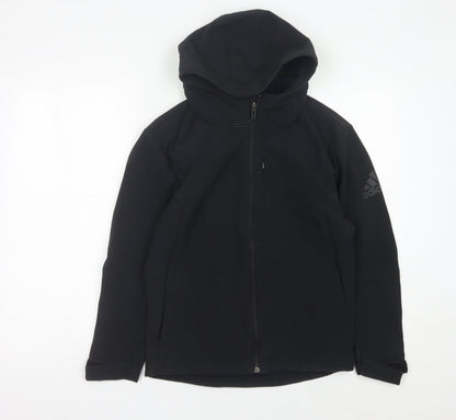Adidas Womens Black Size 10 Windbreaker Hooded Jacket