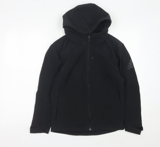 Adidas Womens Black Size 10 Windbreaker Hooded Jacket