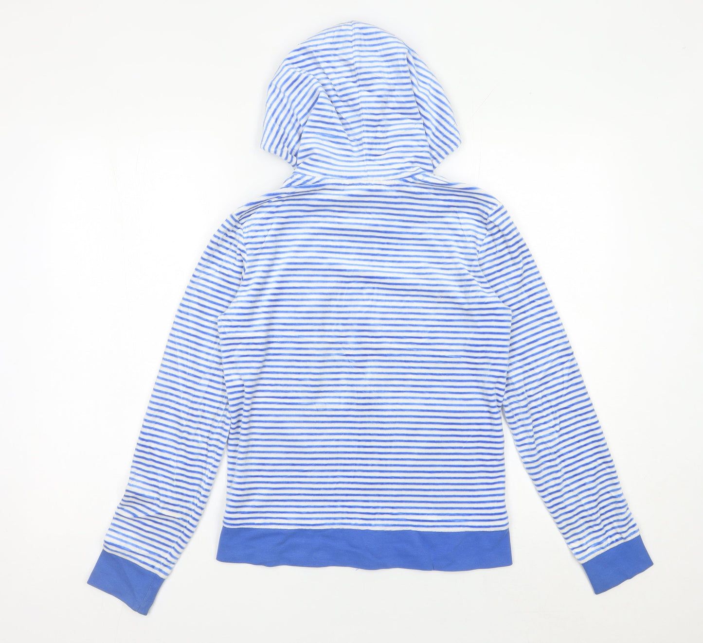 Fila White Line Women’s Blue Striped Hoodie UK 10 Full Zip Casual