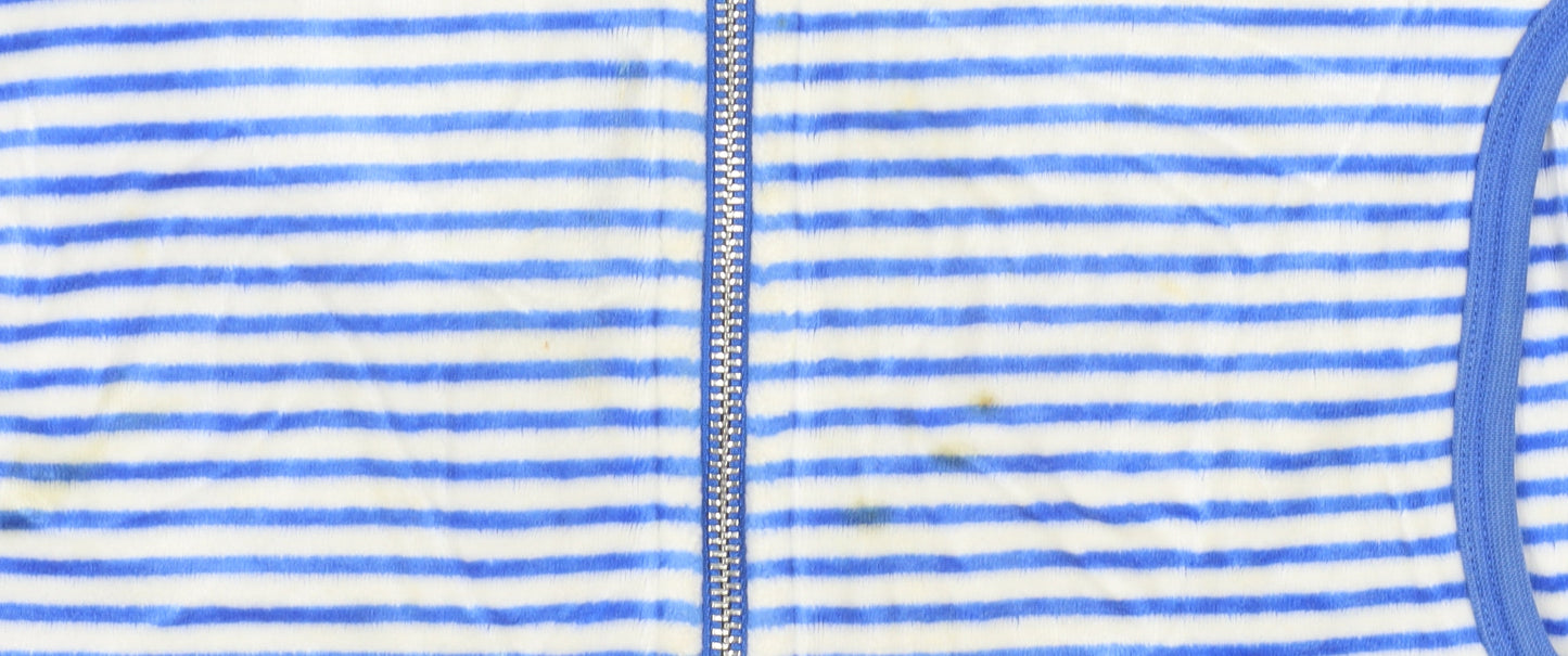 Fila White Line Women’s Blue Striped Hoodie UK 10 Full Zip Casual