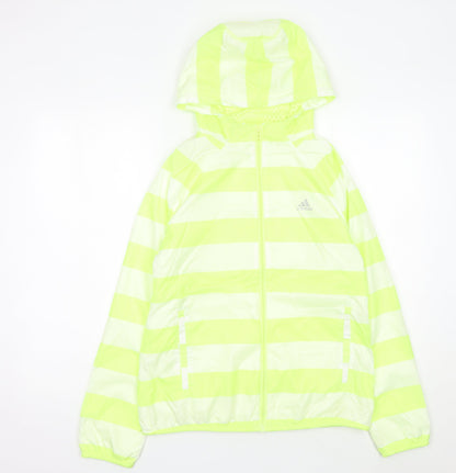 Adidas Womens Yellow Striped Windbreaker Jacket UK 12