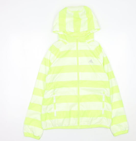 Adidas Womens Yellow Striped Windbreaker Jacket UK 12