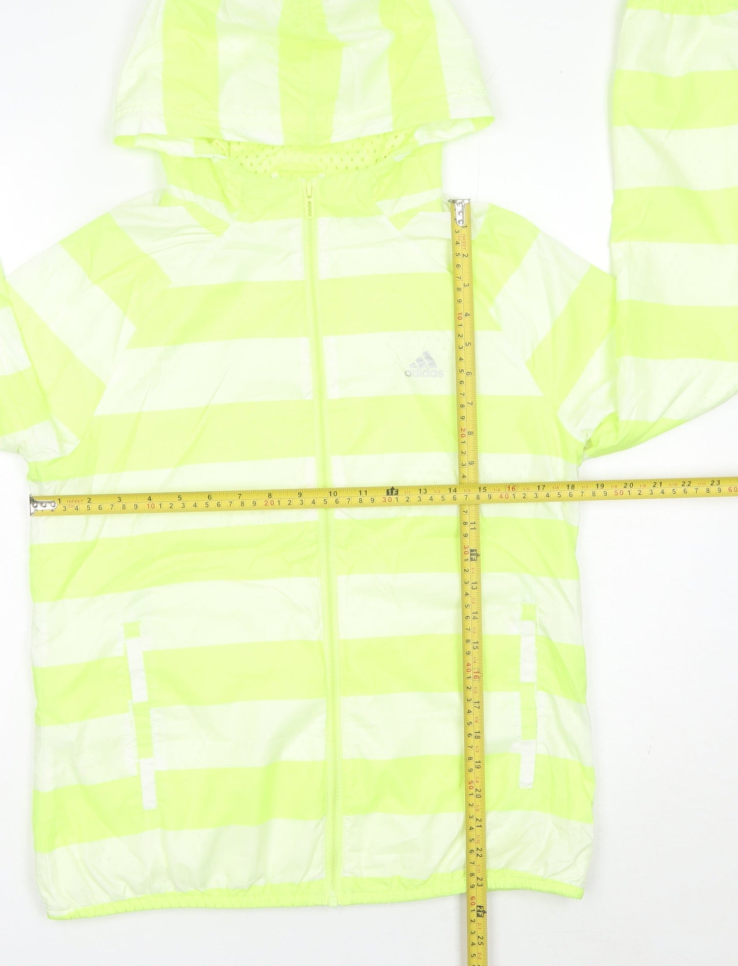 Adidas Womens Yellow Striped Windbreaker Jacket UK 12